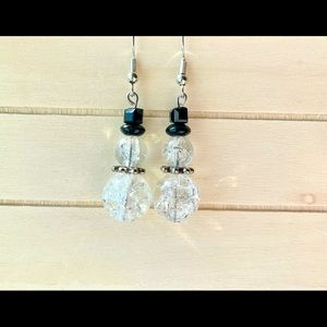 Snowman Earrings clear pearls